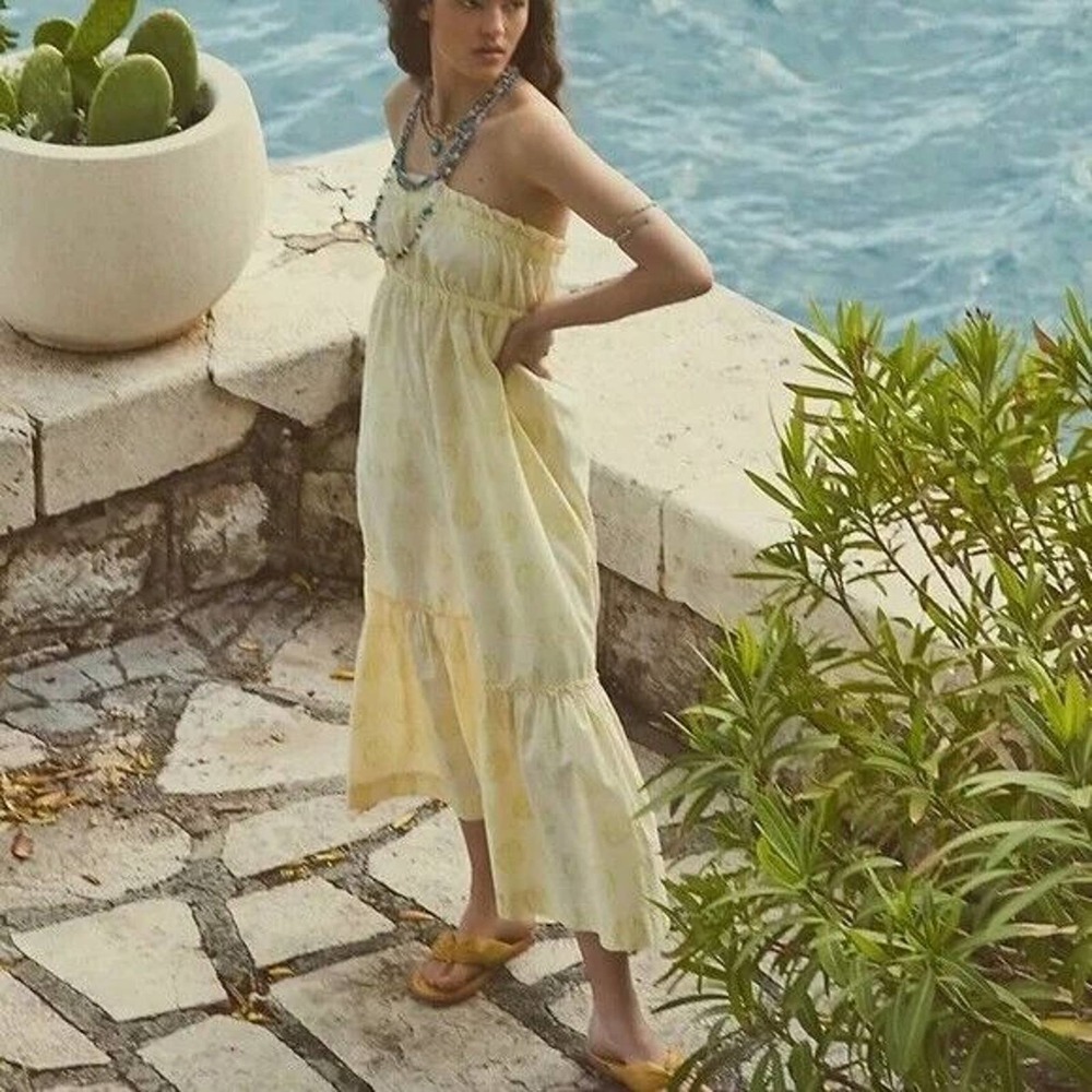 Free People Leanna Tube Dress Yellow Maxi